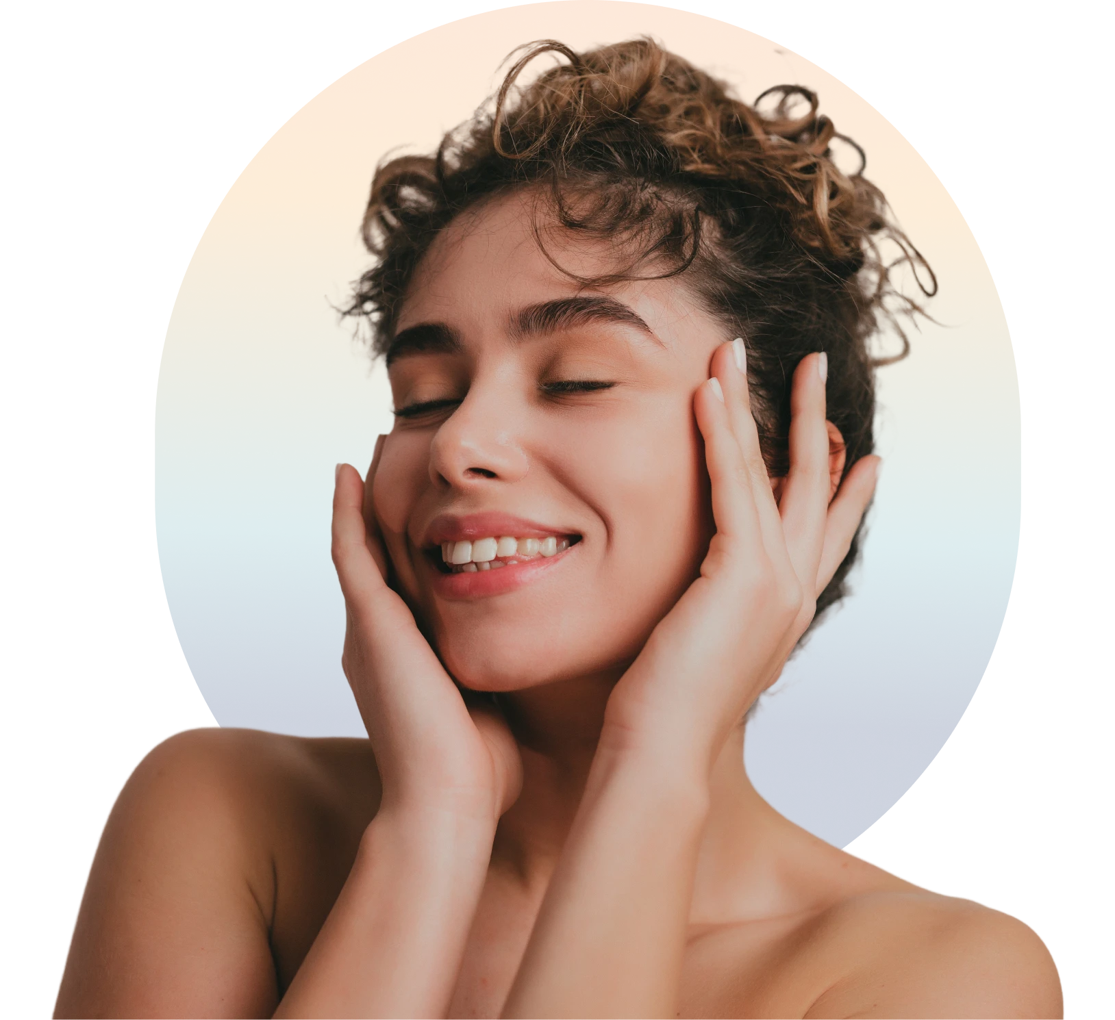 Relaxed female with curly hair