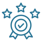 Award icon with stars and checkmark