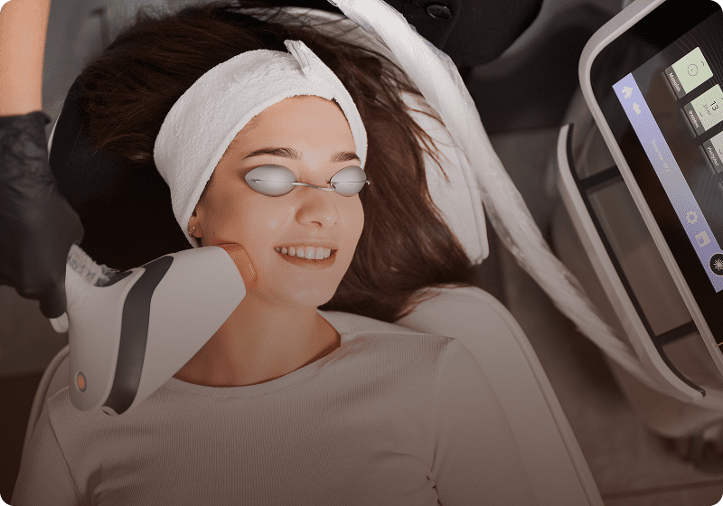 Relaxed woman at skincare clinic