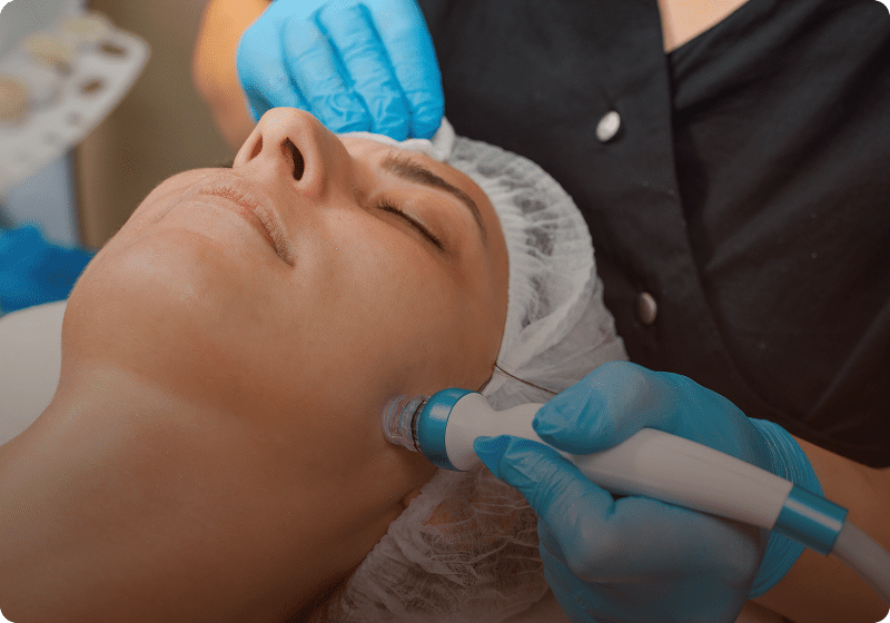 Facial treatment in progress at spa
