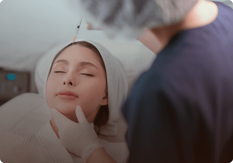 Facial treatment with injection procedure